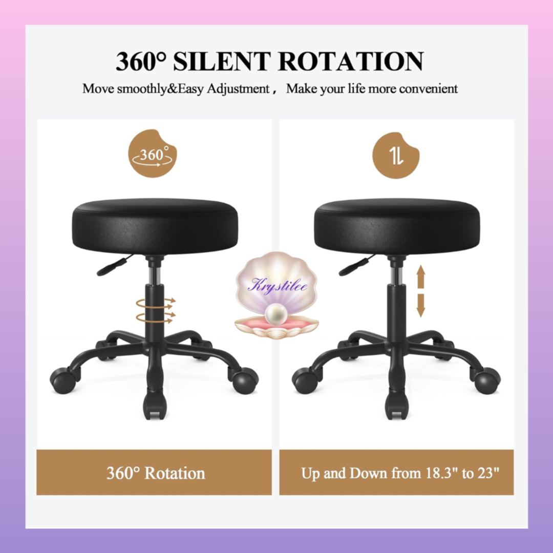 Stool Profesional Ajustable con Ruedas 360° Full Black