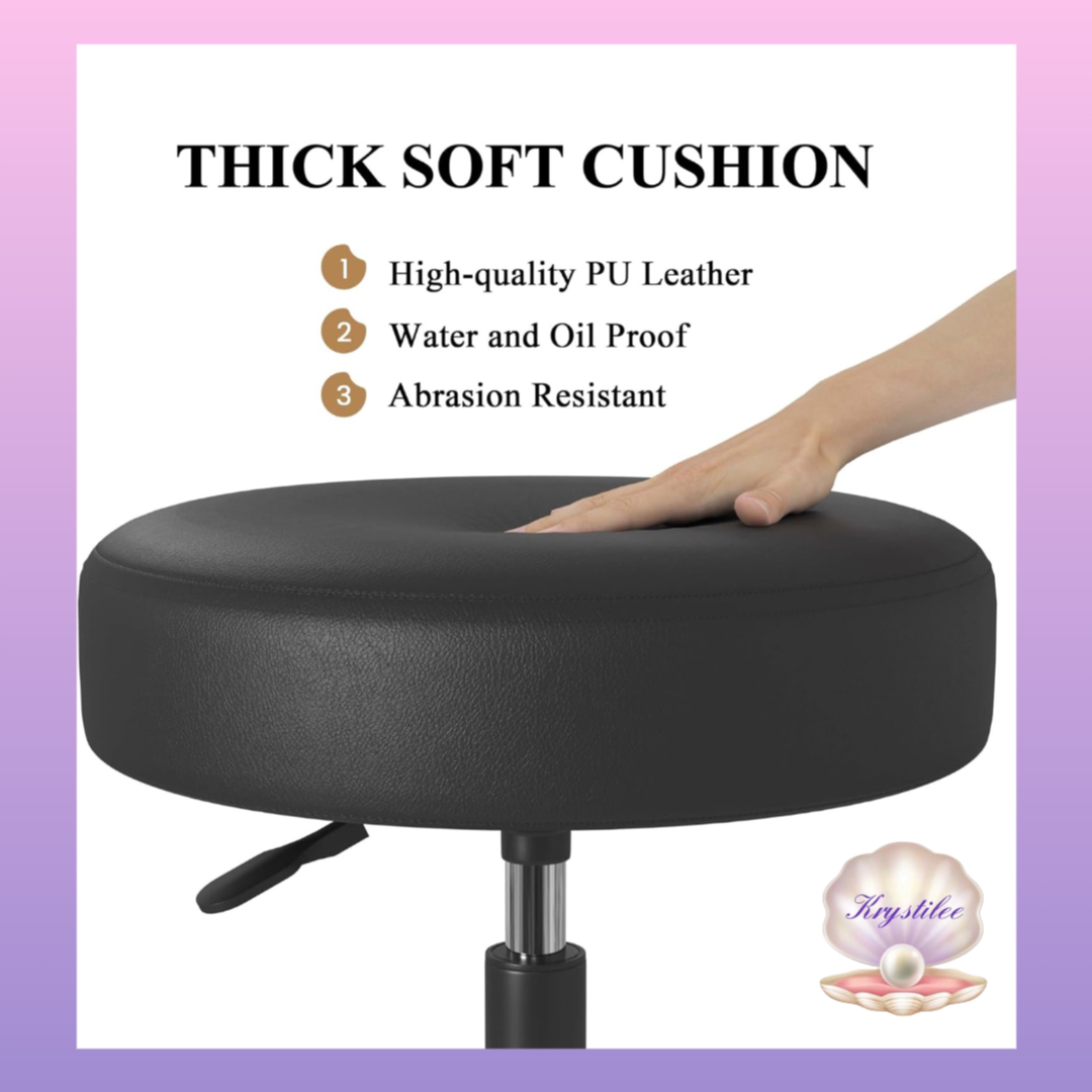 Stool Profesional Ajustable con Ruedas 360° Full Black
